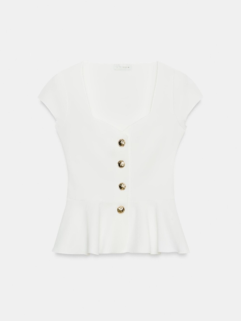 New Zara Gold Buttoned Peplum Top - 5584/292